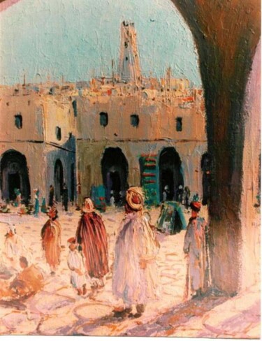 Peinture intitulée "Sous L'arcade" par M'Hamed Saci, Œuvre d'art originale