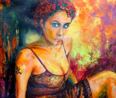 Peinture intitulée "Les yeux ont un lan…" par Claude Julia (CJULIA), Œuvre d'art originale, Huile