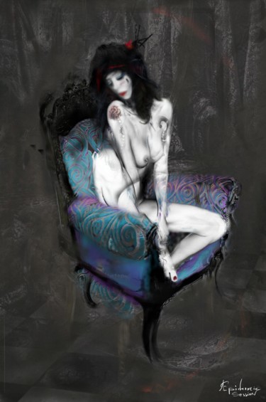Arts numériques intitulée "la chaise 2" par Epidermic Session, Œuvre d'art originale, Peinture numérique