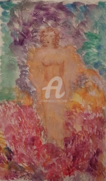 Dessin intitulée "FOND MARIN  ©" par Bega, Œuvre d'art originale, Aquarelle