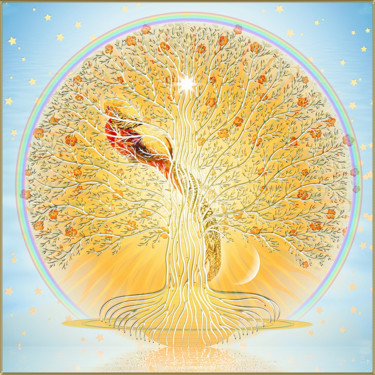 Arts numériques intitulée "arbre solaire" par Harald Dastis, Œuvre d'art originale, Peinture numérique