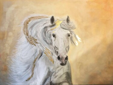 Cheval d’attelage, dressage, jumping, animaux, chien, chat 绘画 标题为“Cheval d’attelage,…” 由Annabel Labatie, 原创艺术品, 丙烯 安装在其他刚性面板上