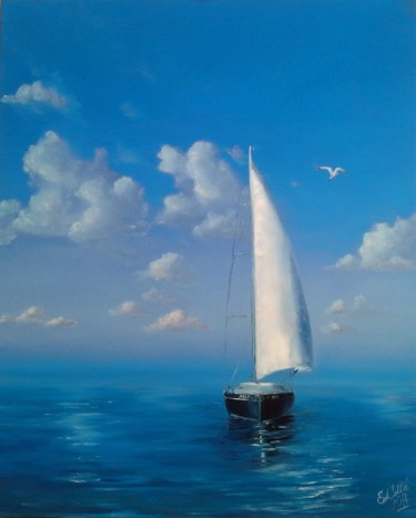 Peinture intitulée ""Silence Solo"" par Elena Cotté, Œuvre d'art originale, Huile Monté sur Châssis en bois