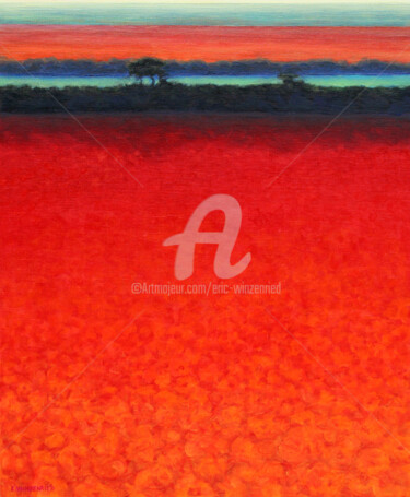Schilderij getiteld "Le bras de mer vert…" door Eric Winzenried, Origineel Kunstwerk, Olie Gemonteerd op Frame voor houten b…