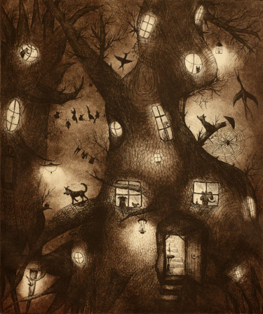 Somewhere on the other side of the world II Printmaking titled "Somewhere on the ot…" by Justyna Ralicka, Original Artwork, Etching