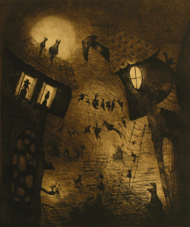 Somewhere on the other side of the world I Printmaking titled "Somewhere on the ot…" by Justyna Ralicka, Original Artwork, Etching