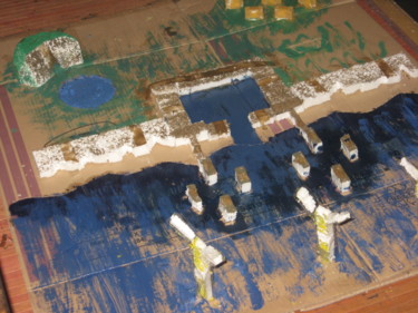 Peinture intitulée "le port d'Aytrée (m…" par Ludovic Grumel, Œuvre d'art originale, Installation d'art
