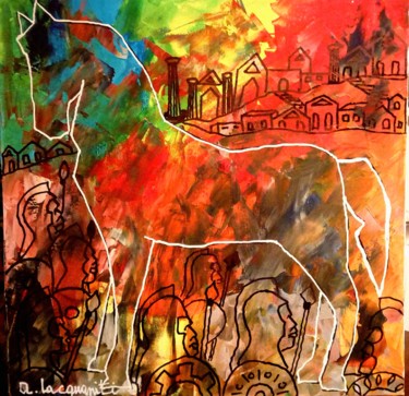 L'idea di Ulisse nel cavallo di Troia Pittura intitolato "L'idea di Ulisse ne…" da Mateci-Antonio Lucio Rudy Lacquaniti, Opera d'arte originale