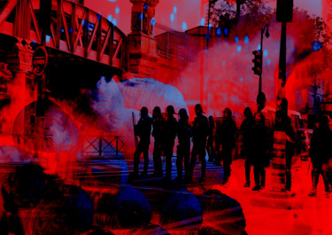 maintien de l'ordre ( Paris 1er Mai 2019 ) Arts numériques intitulée "maintien de l'ordre…" par Michel Tabanou, Œuvre d'art originale, Peinture numérique