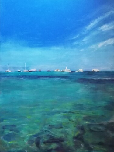 Painting titled "Ривьера" by Katrina, Original Artwork, Acrylic Mounted on Wood Stretcher frame