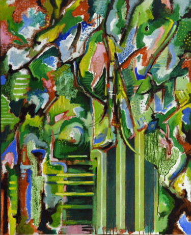 Peinture intitulée "Jardin Tropical" par Pascal Buffard, Œuvre d'art originale, Huile