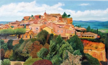 Schilderij getiteld "Le village du Rouss…" door Arnaud Montenon, Origineel Kunstwerk, Olie