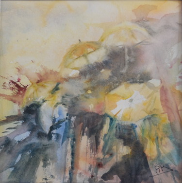 Les ombrelles III Peinture intitulée "Les ombrelles III" par Navema, Œuvre d'art originale, Aquarelle
