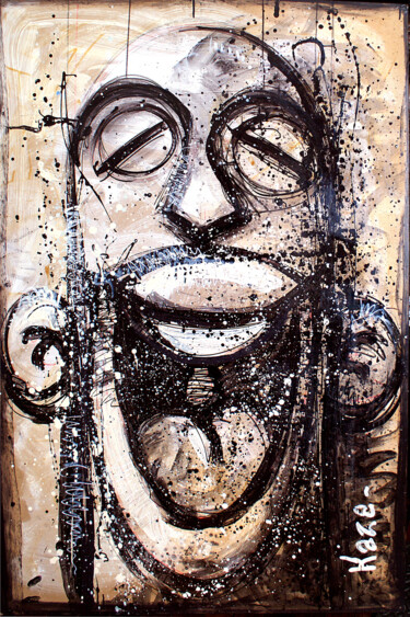 Ζωγραφική με τίτλο "Happy Mask 01" από Kaza, Αυθεντικά έργα τέχνης, Ακρυλικό