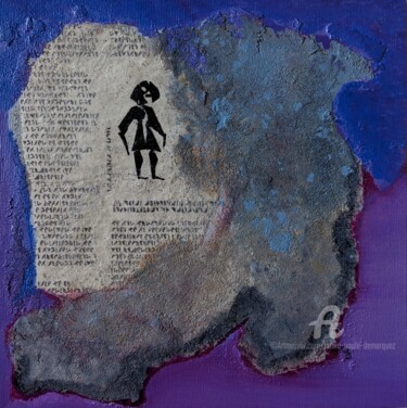 Collages titled "Le farfadet botté" by Marie-Paule Demarquez, Original Artwork, Paper