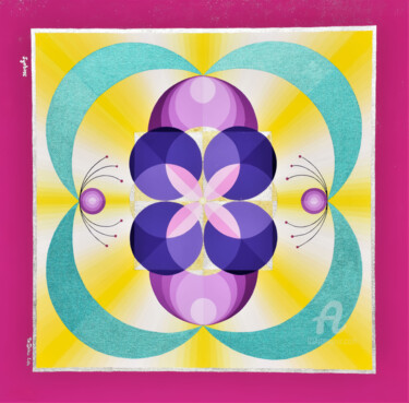 Painting titled "SYMBIOSE 1" by Lise Dedieu, Original Artwork, Acrylic Mounted on Wood Stretcher frame