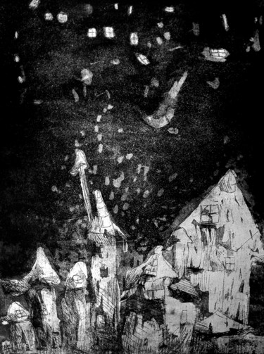 Printmaking titled "Miasta" by Justyna Ralicka, Original Artwork, Etching