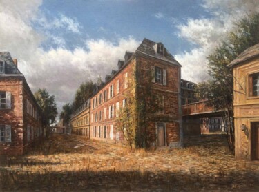 La rue déserte Peinture intitulée "La rue déserte" par Jean-François Grébert, Œuvre d'art originale, Huile Monté sur Châssis en bois