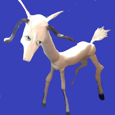 Sculpture intitulée "la licorne de Chris…" par Mysane, Œuvre d'art originale, Bois