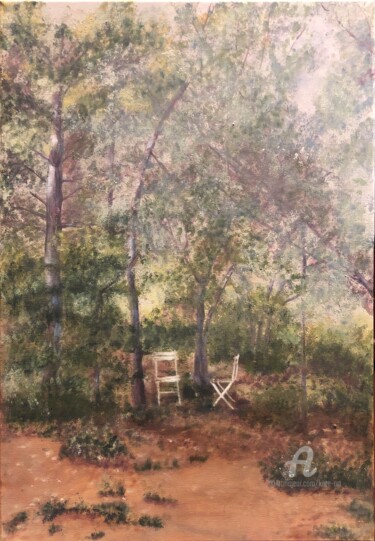 Painting titled "Une forêt lumineuse" by Kate_art, Original Artwork, Acrylic