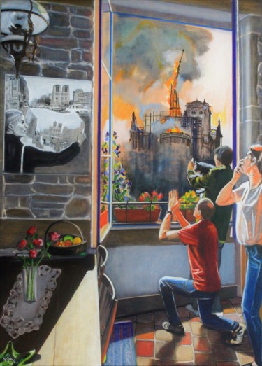 Painting titled "N°1081 France : 15…" by R. Cavalié, Original Artwork, Oil Mounted on artwork_cat.