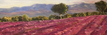 Painting titled "Champ de lavandes" by Kate_art, Original Artwork, Acrylic