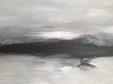 LARGE Black White Landscape Painting Art Flowers A 绘画 标题为“LARGE Black White L…” 由Iveta Zaharova (Kārkla), 原创艺术品, 丙烯