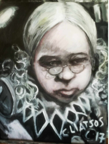 Painting titled "reading child" by Chrysis (Chrysostomos) Liatsos, Original Artwork, Oil