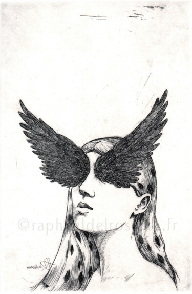 Gravures & estampes intitulée "L'Aveugle" par Raphael Del Rosario, Œuvre d'art originale, Eau-forte