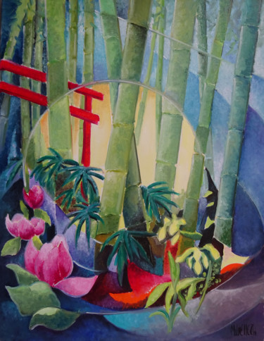 Painting titled "le souffle du print…" by Martine Woellet, Original Artwork, Oil
