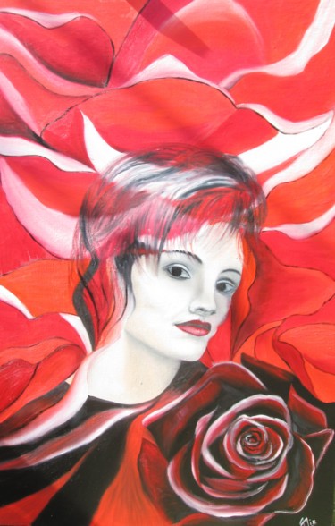 Peinture intitulée "Black rose" par Alix, Œuvre d'art originale, Huile