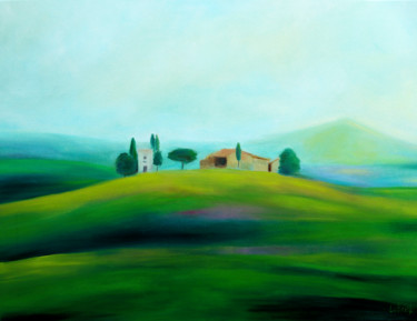 Landscape painting Tuscany oil painting on canvas Painting titled "Landscape painting…" by Lubchik, Original Artwork, Oil Mounted on Wood Stretcher frame