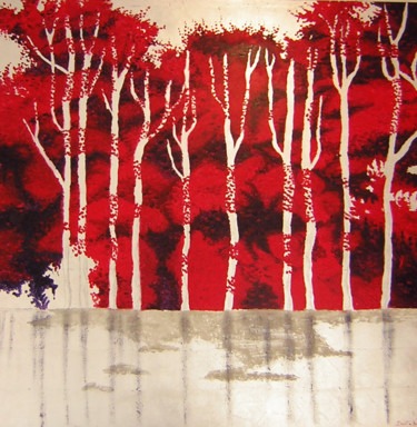 Suspended Forest Painting titled "Suspended Forest" by Sarita Nanni, Original Artwork, Oil Mounted on Wood Stretcher frame