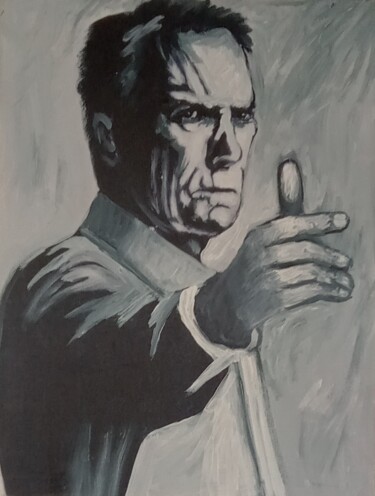 Clint Eastwood oil painting on canvas 绘画 标题为“Clint Eastwood oil…” 由Filip Petrovic, 原创艺术品, 油