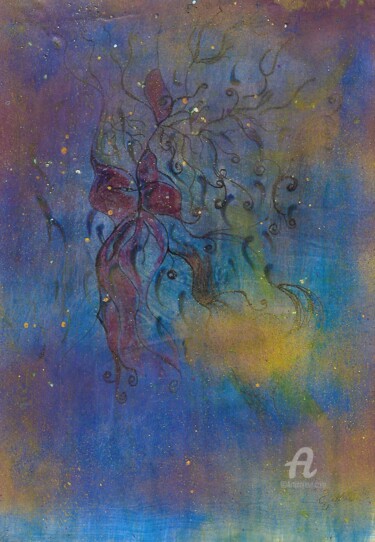 Drawing titled "larme océan" by Steeve Tabar, Original Artwork, Ballpoint pen