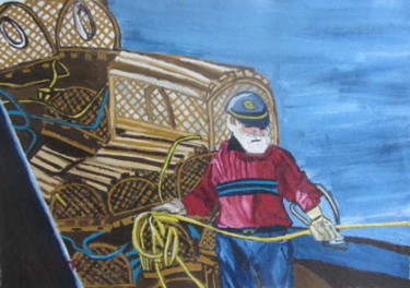 Painting titled "Fresh Lobster PEI" by Monikr, Original Artwork, Acrylic