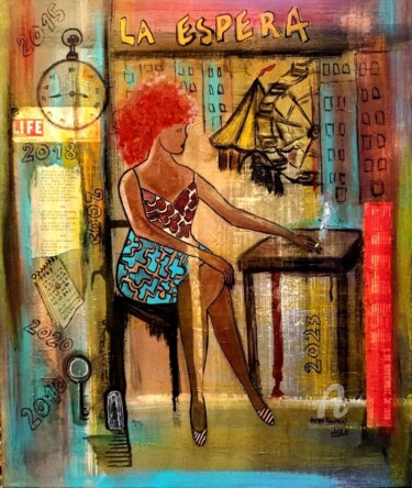 Painting titled "La espera" by Laura Frontini, Original Artwork, Acrylic