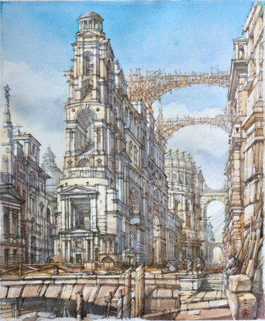 Arrangement of scenery Peinture intitulée "Arrangement of scen…" par Andrei Svistunov, Œuvre d'art originale, Aquarelle