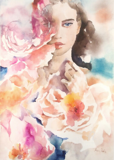 Softness Painting titled "Softness" by Anna Radis (Anna Radis Art), Original Artwork, Watercolor
