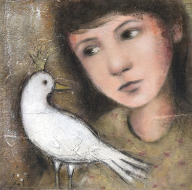 Peinture intitulée ""Raconte moi"" par Isabelle Milloz, Œuvre d'art originale, Acrylique