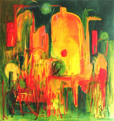 Green with giraffe / Zielony z żyrafą Ζωγραφική με τίτλο "Green with giraffe…" από Justyna Ralicka, Αυθεντικά έργα τέχνης, Λάδι