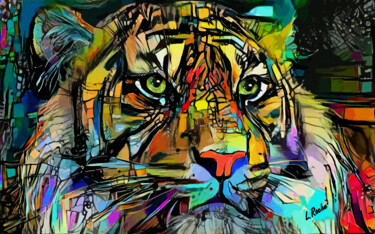 Graffi Tiger - 80x 50 cm- Mix-media on panel