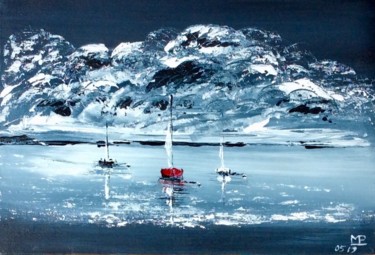 Peinture intitulée "Mouillage" par Marie-Pascale Le Goff (L’île à L’eau), Œuvre d'art originale, Acrylique
