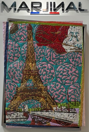 EIFFEL PISE / SCULPTURE CHÂSSIS-DÉCALÉ-MARJINAL D INOX Peinture intitulée "EIFFEL PISE / SCULP…" par Marjinal Artiste Peintre Décalé Français, Œuvre d'art originale, Acrylique Mon…