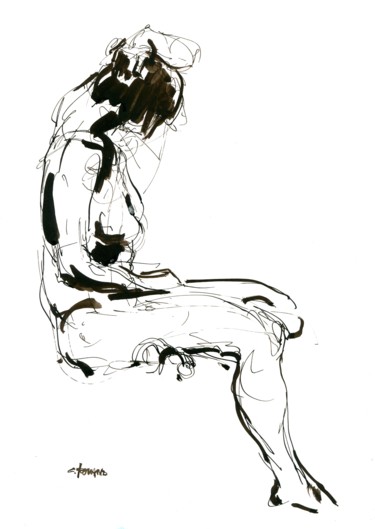 Dessin intitulée "A4 97 1" par Christian Rolland, Œuvre d'art originale, Encre