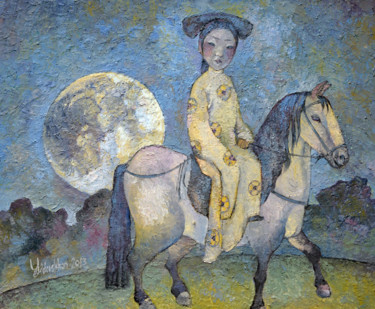 제목이 "Night journey"인 미술작품 Yulduskhon로, 원작, 기름