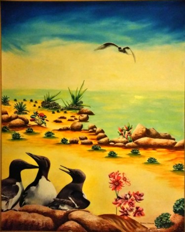 Peinture intitulée "Une Plage Fantasmag…" par Jonathan Bleesz, Œuvre d'art originale, Acrylique