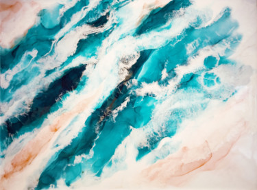 Coast of dreams - Abstract art Painting titled "Coast of dreams - A…" by Kseniya Sergyeyeva, Original Artwork, Ink