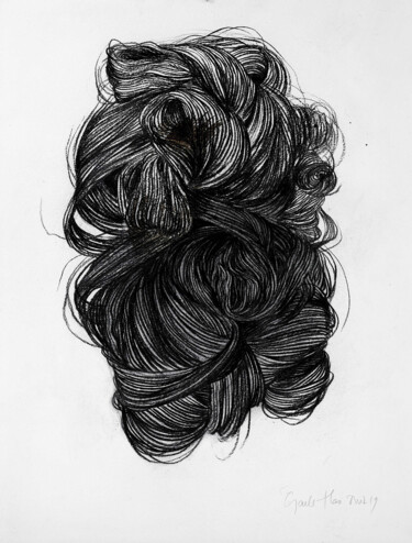Dessin intitulée "Etoupe 9" par Gaele Flao, Œuvre d'art originale, Fusain