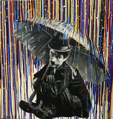 Peinture intitulée "Charlie sous la plu…" par Fabienne Dagnet, Œuvre d'art originale, Acrylique